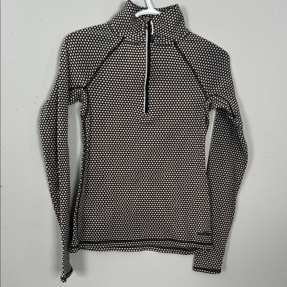 Eddie Bauer Black and White Cowl Neck Sweater 1/4 Zip Small